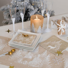 Christmas in the Snow Brown Polyester Dining Table Runner Decor, 28 cm x 2.5 m