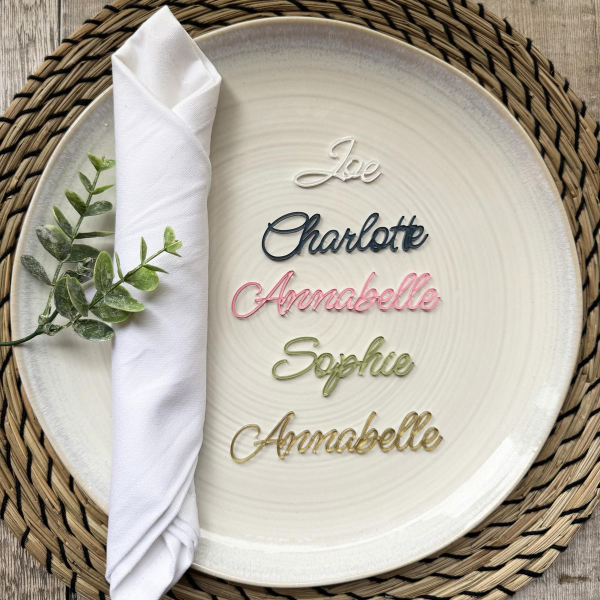 Custom Wedding Acrylic Place Names for Reception Tables and Celebrations