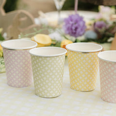 Green Yellow Gingham Paper Cups Whimsical Party Tableware Decorations Set of 8