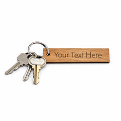 Personalised Wooden Your Text Keyring Custom Message Gift