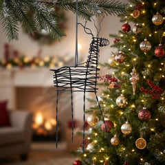 East of India Rusty Wire Hanging Christmas Reindeer Decoration