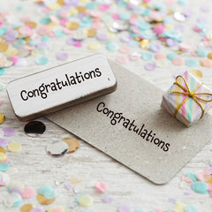 Congratulations Rubber Stamp for Cards, Gift Wrapping and Craft Projects