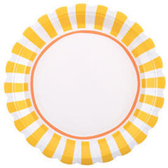 Santex Small Yellow Striped Paper Party Plates Disposable, Pack of 6