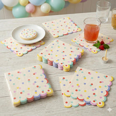 Confetti Design Paper Napkins For Colourful Birthday Party Table Settings (Pack of 20, 16.5 cm)