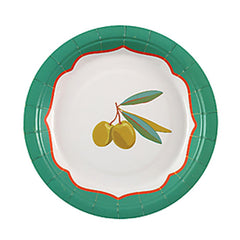 Santex Small Olive Design Green Party Paper Plates, 17.5 cm, Pack of 6