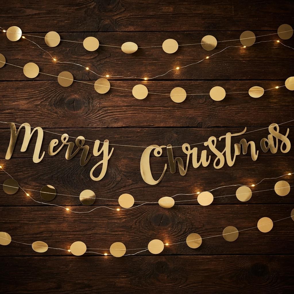 Gold Merry Christmas Bunting Card Bunting Decoration Banner