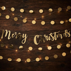 Gold Merry Christmas Bunting Card Bunting Decoration Banner
