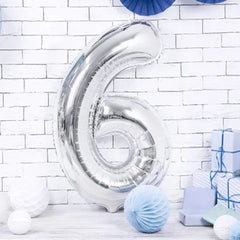 large-foil-silver-number-6-balloon-86cm-birthday-decoration|FB1M-6-018|Luck and Luck| 1