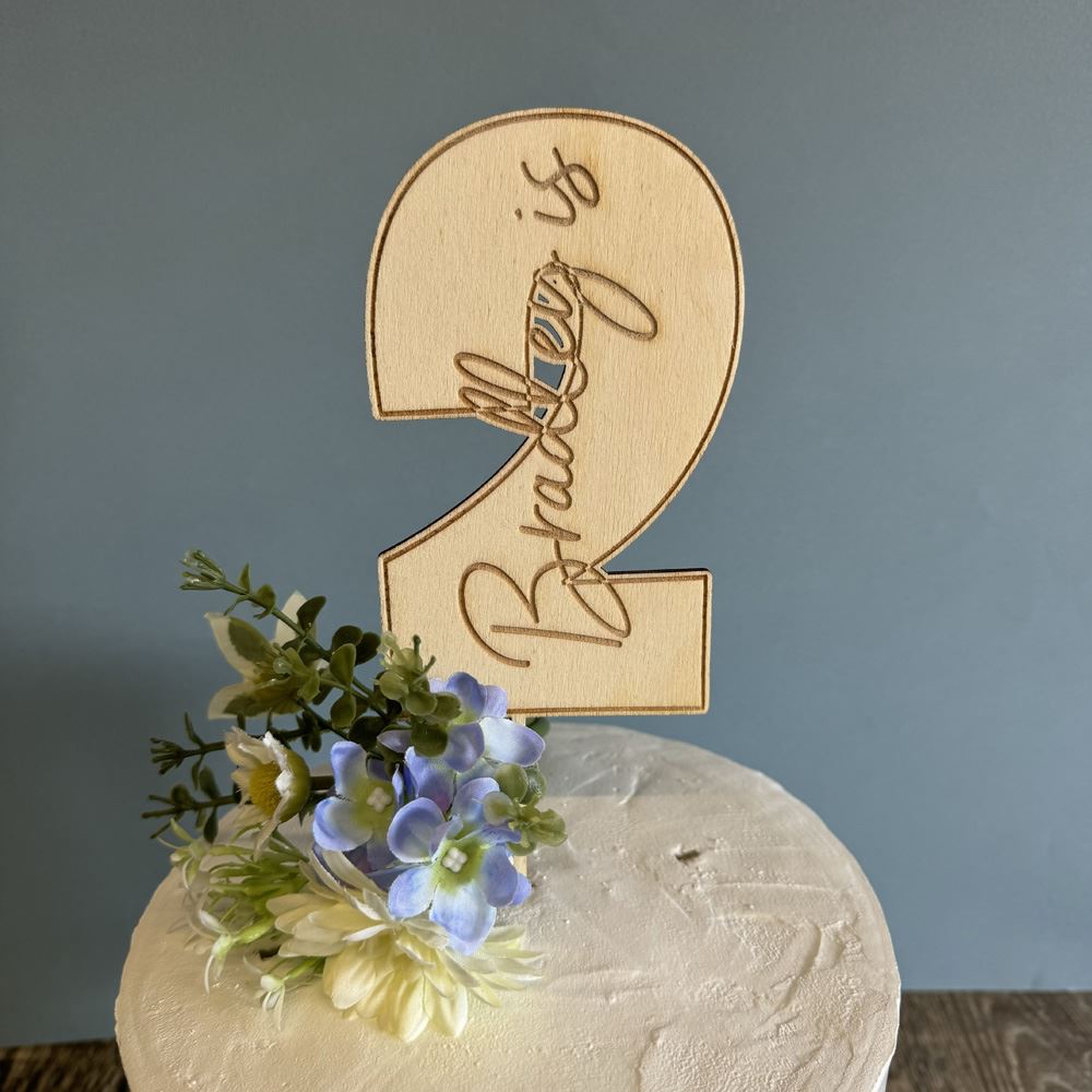 number-2-personalised-wooden-cake-topper|LLWWNUM2CT|Luck and Luck| 1