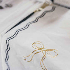 Black White Table Runner with Gold Bow 5m Fabric Birthday Party Decoration