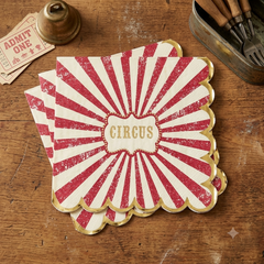 Vintage Circus 3 Ply Paper Napkins for Birthday Party Tables (Pack of 16, 33 cm Unfolded)