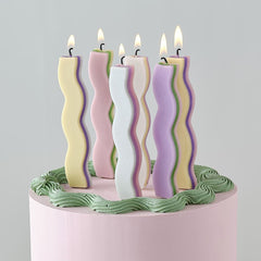 birthday-cake-candles-x-6-pastel-wave-funky-candles|PW-113|Luck and Luck| 1