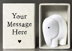 Personalised Elephant Matchbox with Porcelain Ornament and Your Own Message