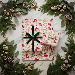 Red Robin and Berry Tissue Paper 5 Sheets Christmas Gift Wrap