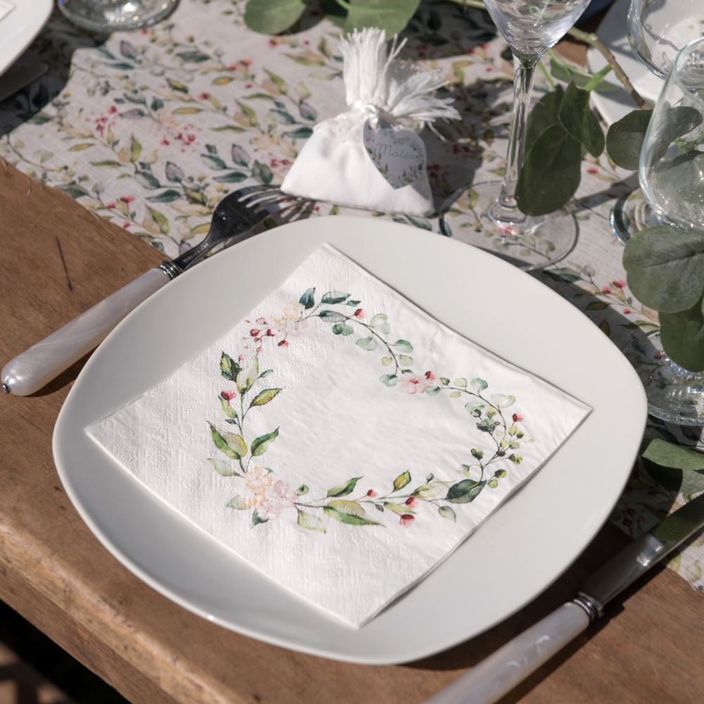 botanical-heart-floral-paper-napkins-x-20-wedding-tableware|683900000010|Luck and Luck| 1