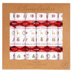 Nordic Icons Christmas Crackers Red Green Festive Party Table Decorations Set of 6