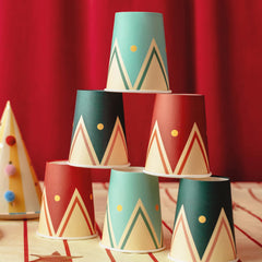 circus-theme-party-paper-cups-x-6-funfair-party-tableware| KPP92-EU2|Luck and Luck| 1