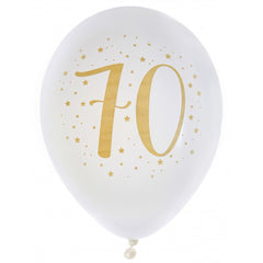 white-and-gold-age-70-balloons-x-8-70th-birthday-party|6571 0000 0070|Luck and Luck| 1