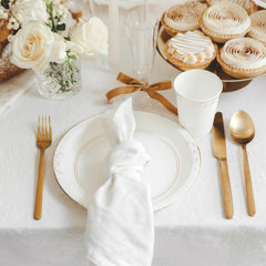 White Gold Paper Plates 23cm Elegant Wedding Party Set of 6