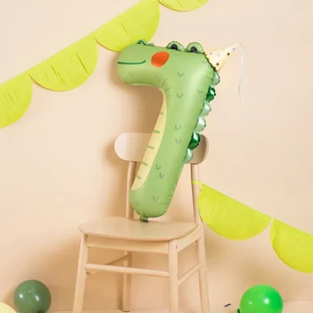 crocodile-foil-balloon-number-7-7th-birthday-party|LLFB163-7|Luck and Luck| 1