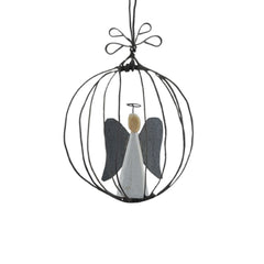 East of India Rustic Wire Hanging Christmas Bauble Angel Decoration