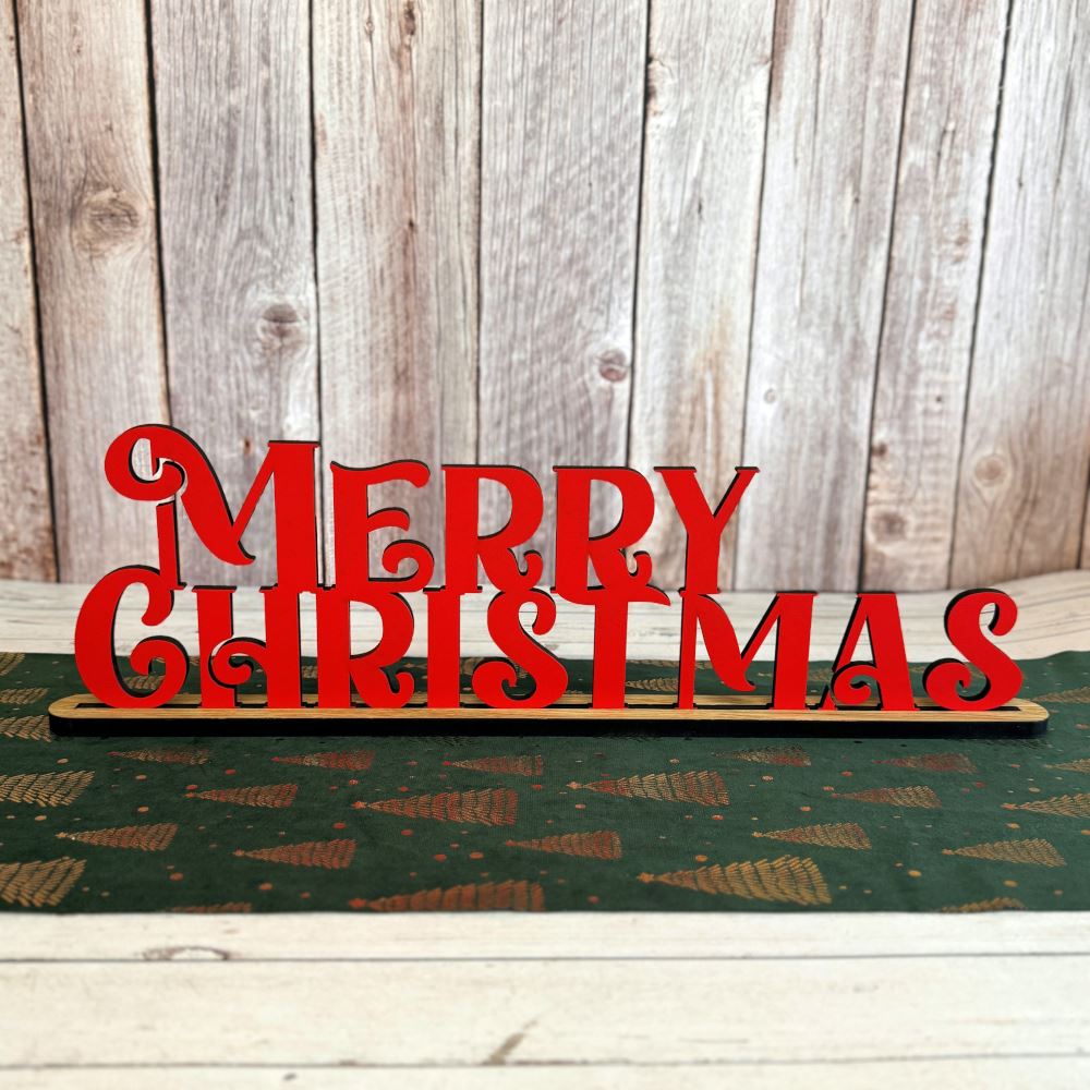 merry-christmas-standing-table-sign-w-base-xmas-mantel-piece-decor|LLWWMCSS|Luck and Luck| 1