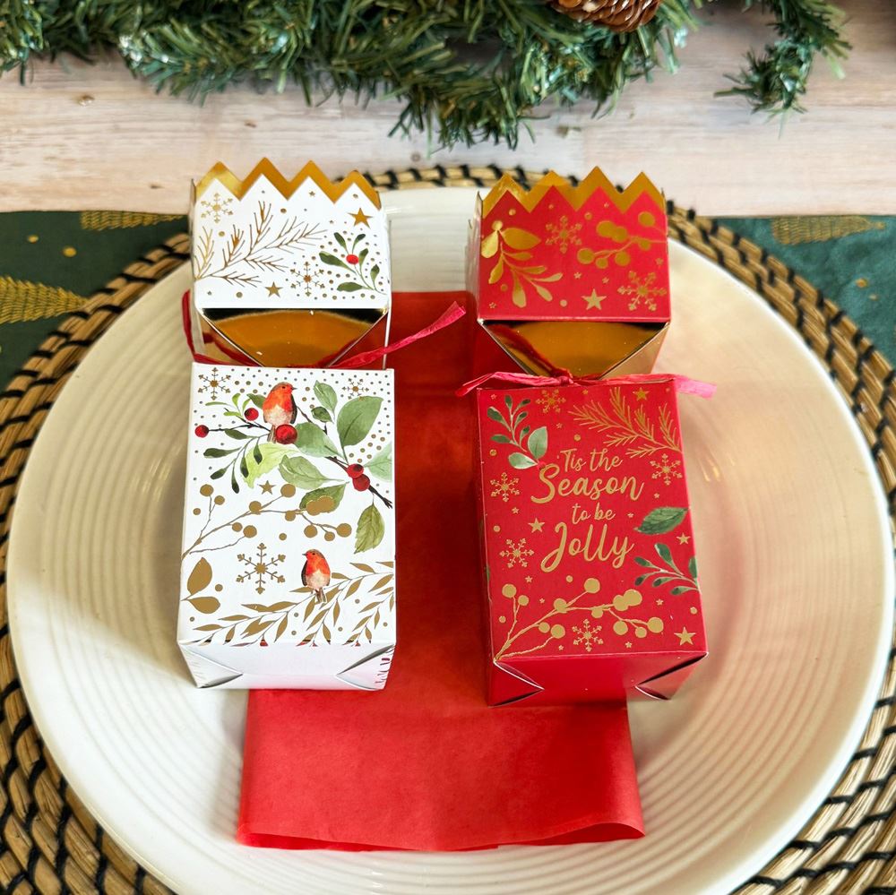 square-robin-christmas-crackers-x-4-unique-design-festive-table-decor|XM6823|Luck and Luck| 1