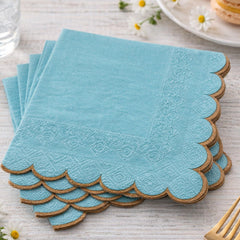 Blue Striped Paper Plates, Cups and Napkins Tableware Set (Party Pack for 6)
