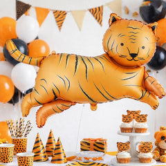 Large Orange Tiger Foil Balloon for Jungle Safari Birthday Parties