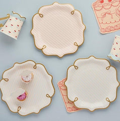 Striped Shaped Birthday Party Paper Plates (Pack of 8, 22.5 cm)