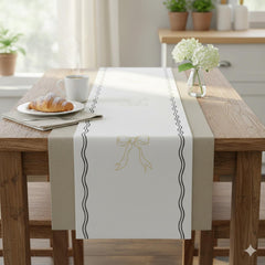 Black White Table Runner with Gold Bow 5m Fabric Birthday Party Decoration