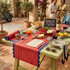 Santex Red Striped Party Table Runner Fabric x2.5m