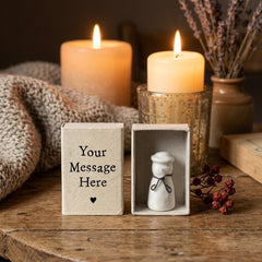 Personalised Christmas Snowman Matchbox with Porcelain Ornament and Message