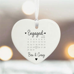 Personalised Engagement Day Porcelain Heart Couples Keepsake 7 cm