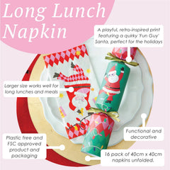Fun Santa Christmas Lunch Paper Napkins Red Festive Party Tableware Set of 16