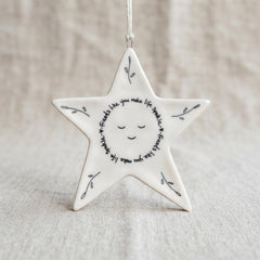 White Porcelain Star Hanging Decoration, Friends Make Life Sparkle Home Gift