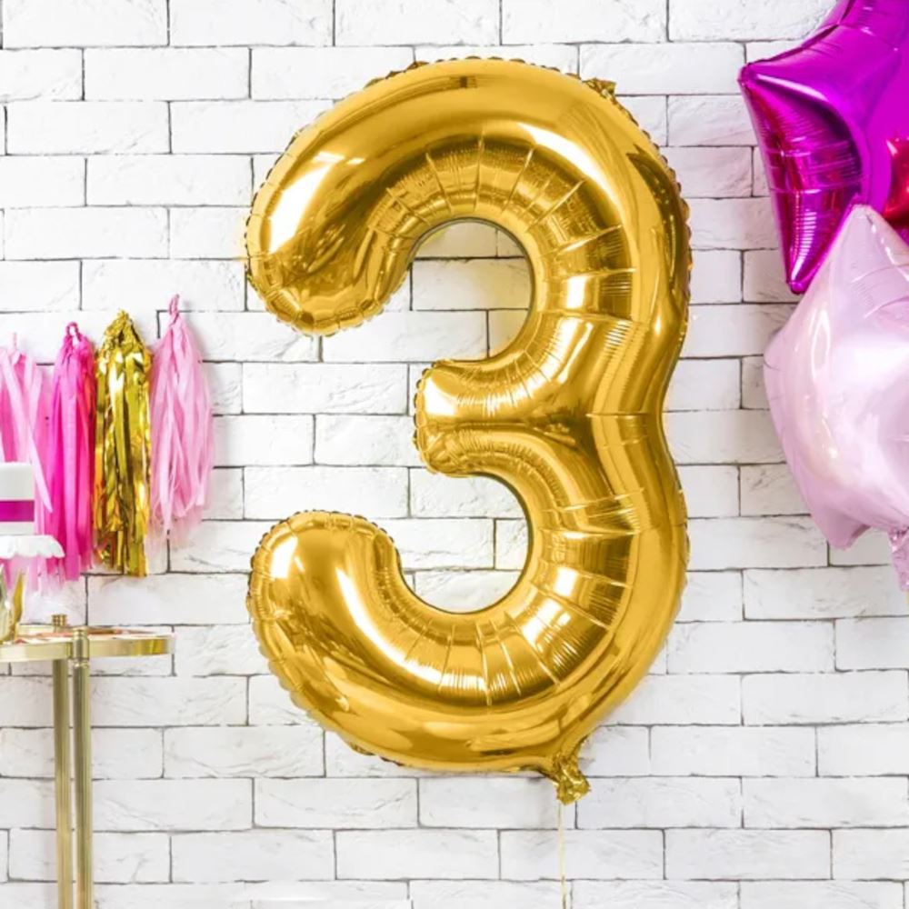 large-foil-gold-number-3-balloon-86cm-birthday-decoration|FB1M-3-019|Luck and Luck| 1