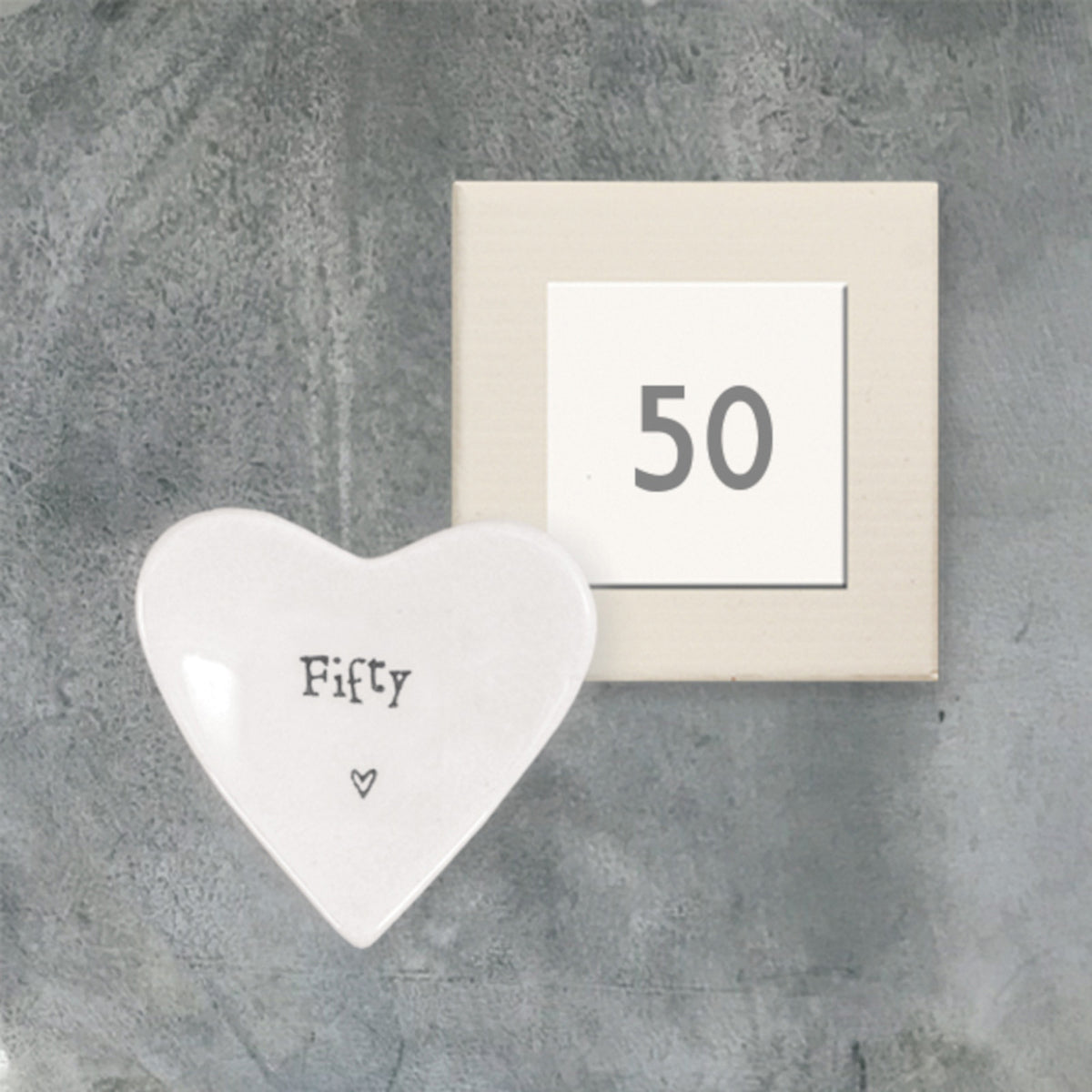 Personalised East of India Porcelain Heart Ring Dish - 50th Birthday