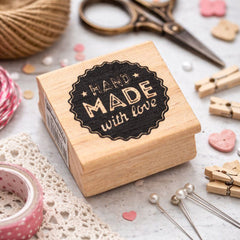 East of India 'Hand Made With Love' Wooden Rubber Stamp - Craft
