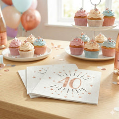 Sparkling Rose Gold Napkins Age 40 x10