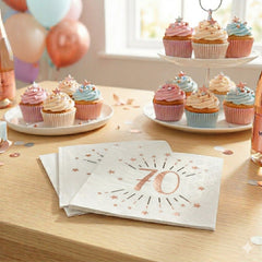 Sparkling Rose Gold Napkins Age 70 x 10