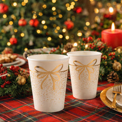 Ivory Gold Sparkling Disposable Cups - Festive 27cl, Pack of 10