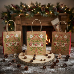 Folklore Green Christmas Paper Gift Bags x 8 Festive Gift Wrapping