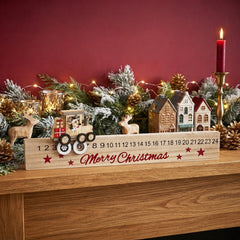 Wooden Christmas Train Advent Calendar Countdown - Festive Holiday Decoration