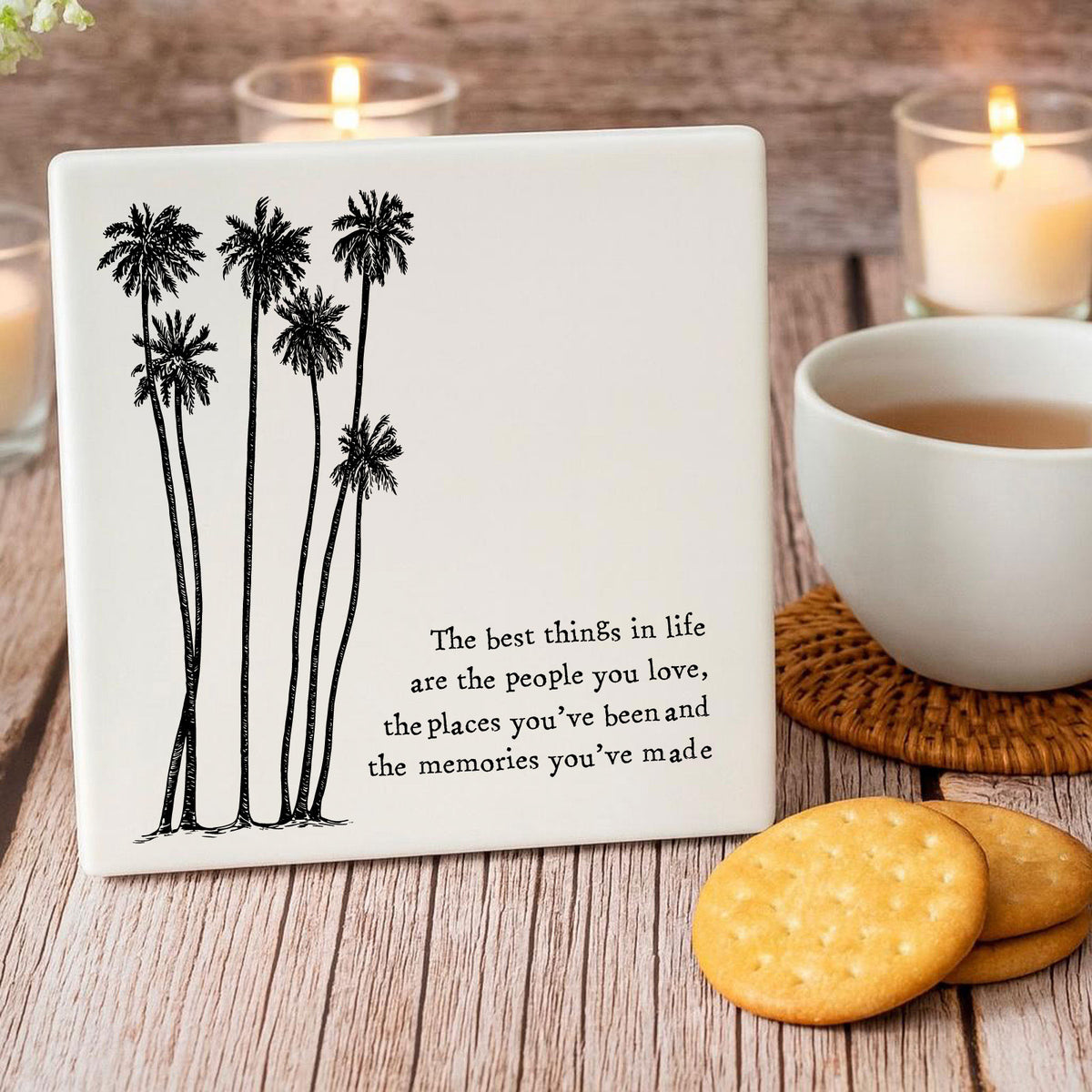 Square Porcelain Coaster - Best Things In Life - Keepsake Gift