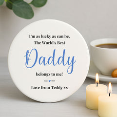 Personalised Porcelain Coaster for Dad - Best Daddy Custom Fathers Day Gift