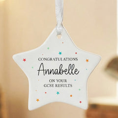 Personalised GCSE Porcelain Star Keepsake Decoration 8 cm