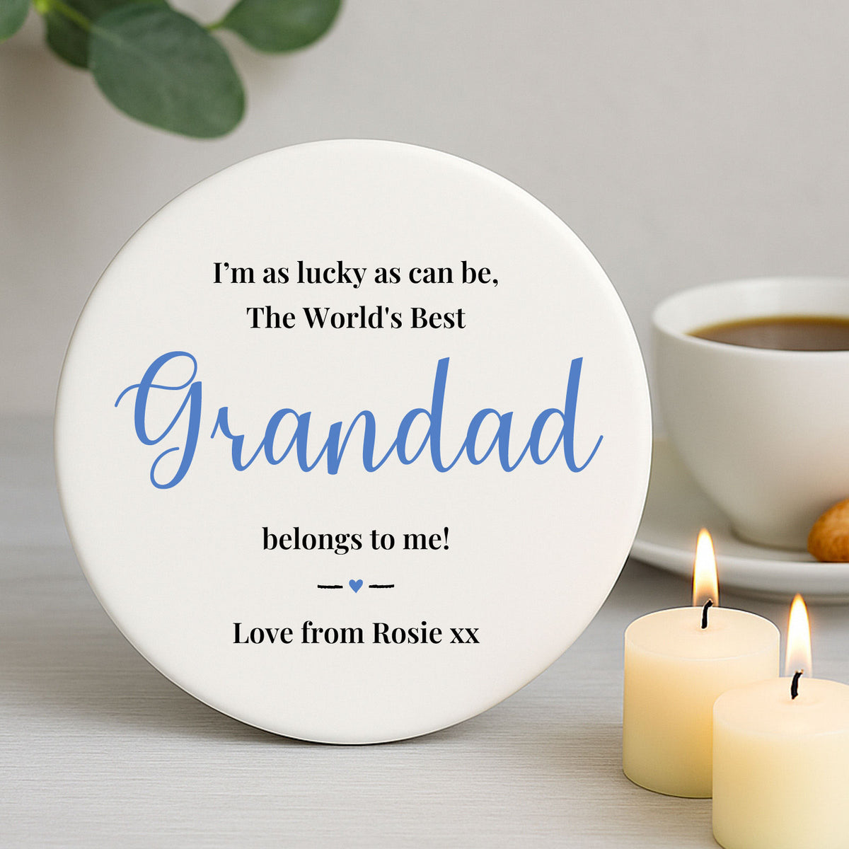 Personalised Grandad Porcelain Coaster - The Best Grandad Custom Gift