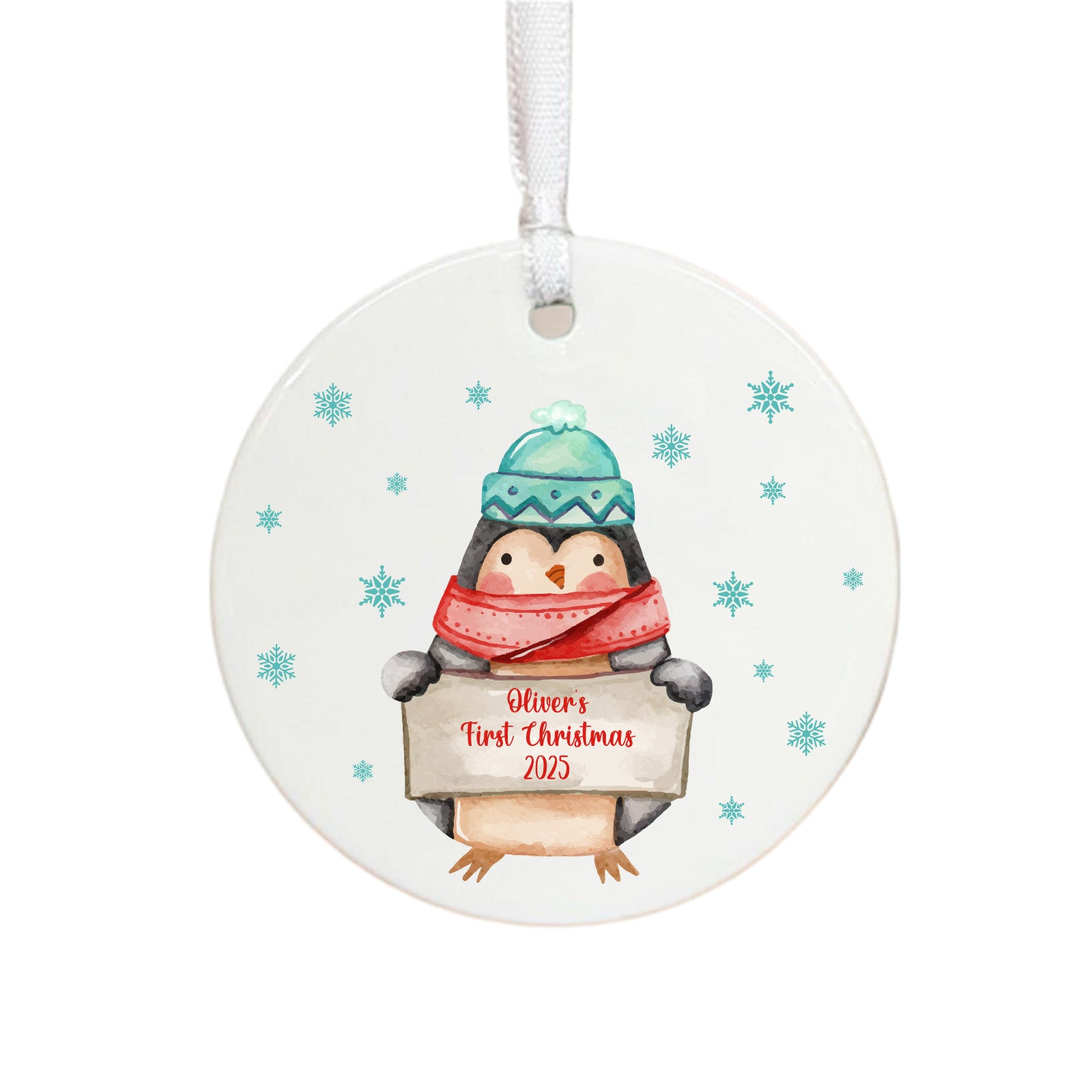 Personalised Baby's First Christmas Penguin Bauble Keepsake Gift