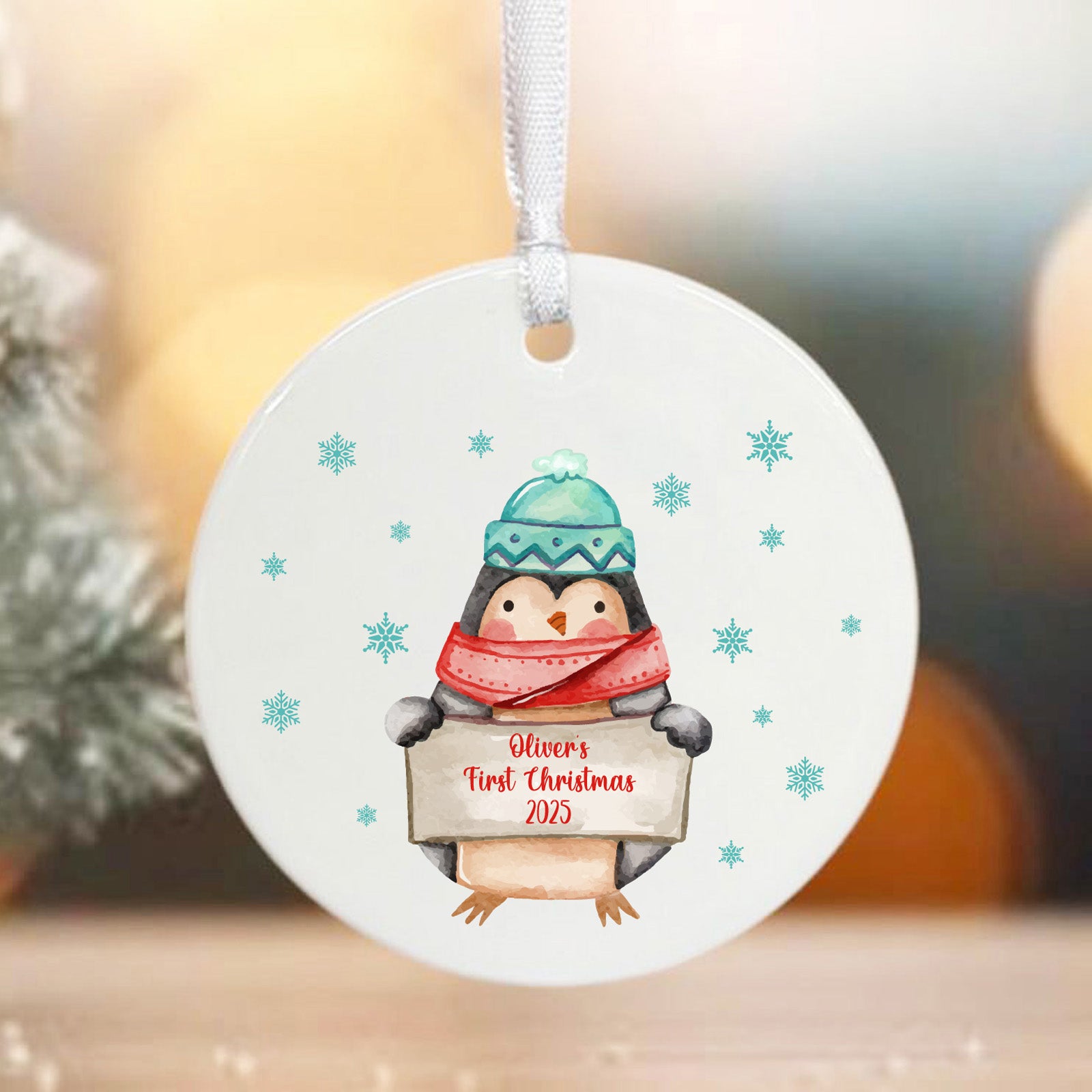 Personalised Baby's First Christmas Penguin Bauble Keepsake Gift